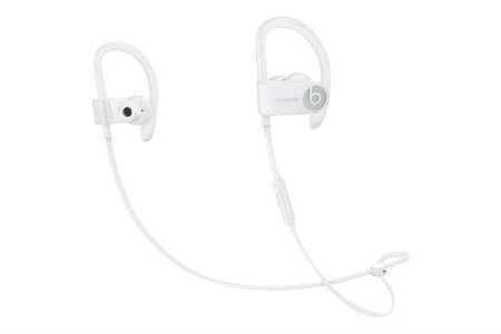 white wrap-around the ear headphones
